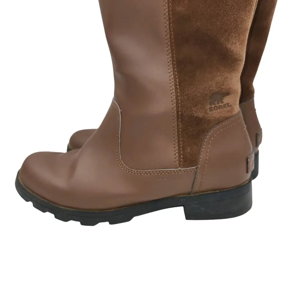 Sorel Youth Emelie Leather Suede‎ Tall Boots Size 5 Brown